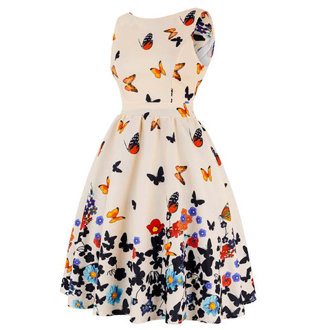 Robe blanche papillons année 50 vintage retro dress rockabilly