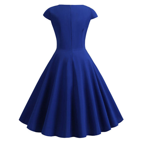 Robe année 50 bleu nuit retro vintage dress rockabilly