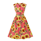 Robe année 50 vintage tournesols retro dress pin-up rockabilly