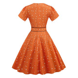 Robe année 50 cœurs orange vintage retro pin-up rockabilly dress