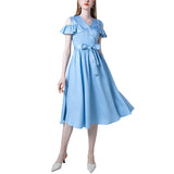 Robe bleu retro années 50 vintage pin-up dress rockabilly