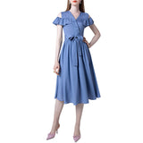 Robe vintage années 50 bleu retro pin-up dress