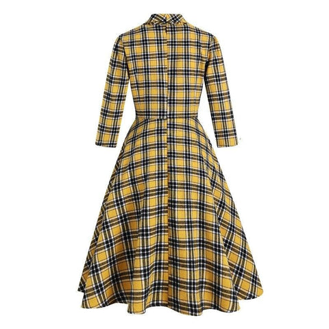 Robe années 50 jaune et noir à carreaux retro vintage dress pin-up