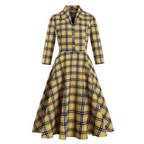 Robe vintage années 50 jaune et noir à carreaux retro pin-up dress