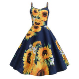 Robe tournesols années 1950 vintage retro pin-up dress