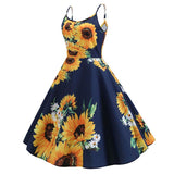 Robe années 50 vintage tournesols retro pin-up rockabilly dress