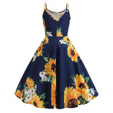 Robe tournesols années 50 vintage retro dress pin-up floral
