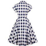 Robe années 50 bleue à carreaux vintage style rockabilly dress