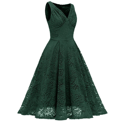 Robe cocktail retro dentelle vintage dress femme fashion