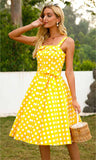 Robe pin up jaune à pois vintage style rockabilly dress