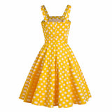 Robe jaune style pin up à pois retro vintage dress femme