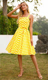 Robe style pin up à pois jaune vintage dress rockabilly femme