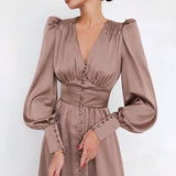 Robe longue vintage à bouton années 50 retro pin-up dress