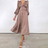 Robe à bouton années 50 longue vintage retro rockabilly dress