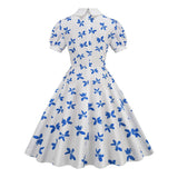 Robe papillon bleu années 1950 vintage retro pin-up dress