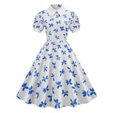 Robe vintage années 50 papillon bleu retro pin-up dress rockabilly
