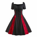 Robe années 50 gothique vintage rouge et noire retro pin-up dress
