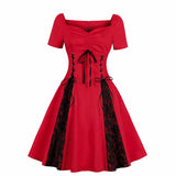 Robe rouge et noire années 50 gothique vintage retro pin-up dress