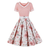 Robe Style Retro Grande Taille - Bleu / L