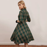 Robe verte à carreaux vintage retro dress femme chic