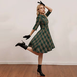 Robe à carreaux verte vintage dress retro femme style