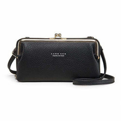 Sac pochette en cuir noir vintage retro bag femme accessoire