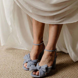 Sandales pin-up bleues femme vintage retro shoes rockabilly