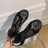 Sandales années 50 plates noires vintage retro pin-up chaussures