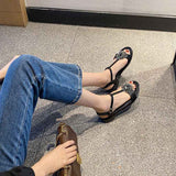 Sandales noires vintage plates années 50 retro shoes femme rockabilly