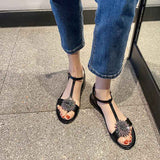 Sandales plates années 1950 noires vintage retro shoes femme