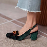 Sandales à frange vertes retro vintage shoes femme fashion
