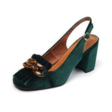 Sandales retro à frange vertes vintage chaussures femme tenue
