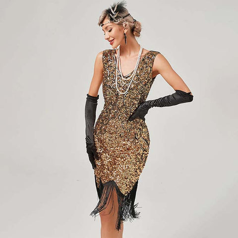 Robe années 20 de cocktail vintage style charleston dress soirée