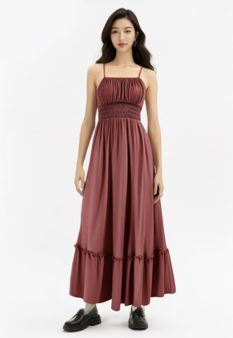 Robe années 30 rose longue vintage retro maxi dress sophistiqué