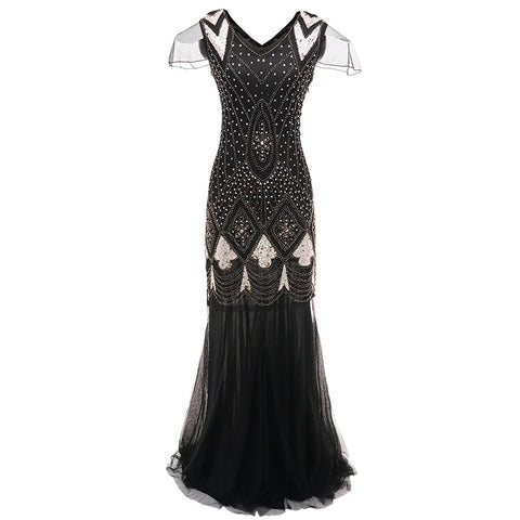 Robe Noire Longue de Soirée Années 20