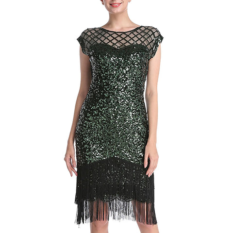 Robe de Soirée Style Années 20 Verte