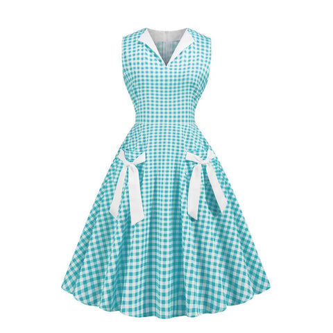 Robe Bleue Pin Up Carreaux