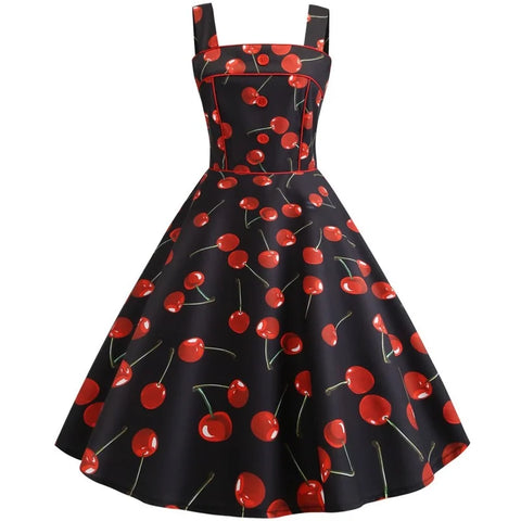 robe noire pin up cerise