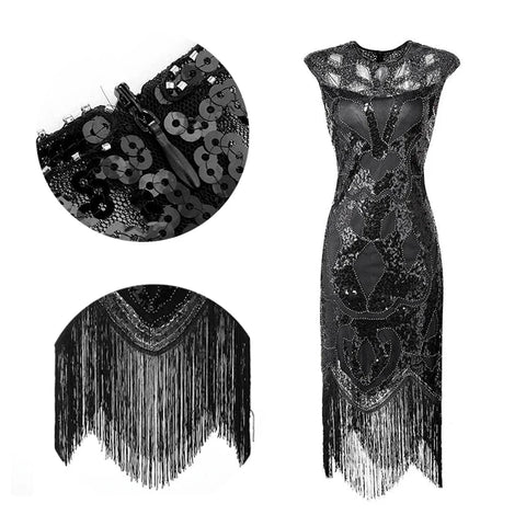 Accessoires Fête Rétro Robe Charleston Années 20 Avec Accessoires - Paillettes, Franges, Gants, Coiffe à Plumes - Costume Flapper Vintage Pour Fête, Carnaval, Cocktail Ensemble Accessoires Vintage Accessoires Fête Rétro Robe Charleston Années 20 Avec Accessoires - Paillettes, Franges, Gants, Coiffe à Plumes - Costume Flapper Vintage Pour Fête, Carnaval, Cocktail Ensemble Accessoires Vintage