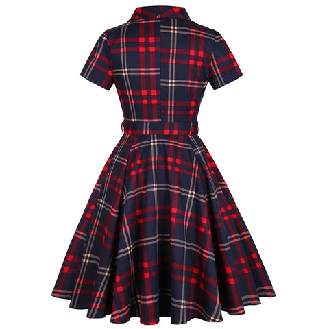 Robe plaid style rockabilly vintage retro dress pin-up femme