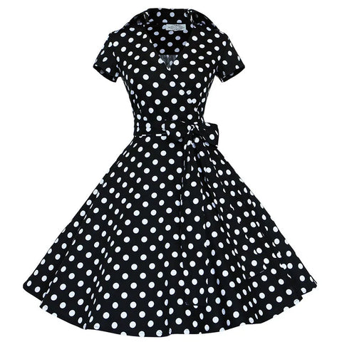 Robe Noire à Pois Rockabilly Pin Up