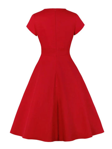 Robe rouge femme vintage retro red dress lady raffiné