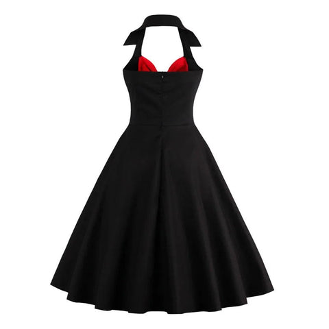 Robe rouge et noire rockabilly décolletée vintage retro pin-up dress