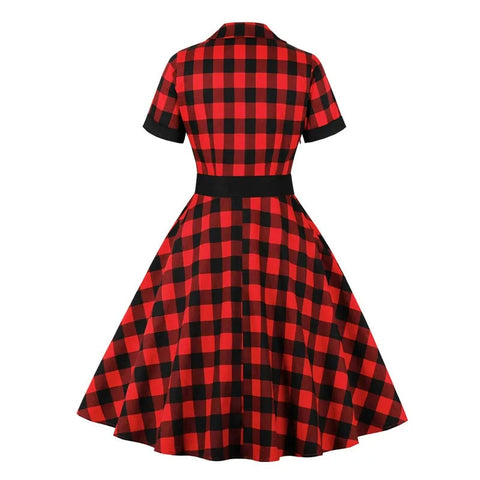 Robe tartan rockabilly retro vintage pin-up dress femme