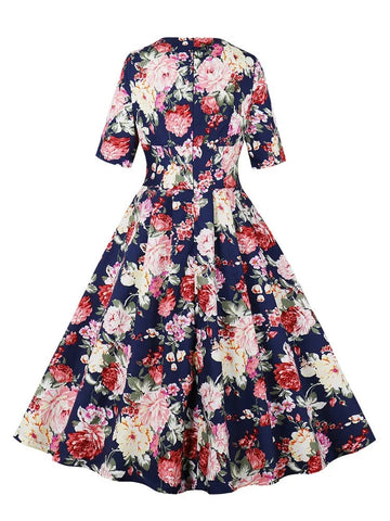 Robe vintage floral rockabilly retro dress femme style