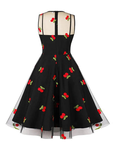 Robe rockabilly vintage cerise pin-up cherry dress femme chic