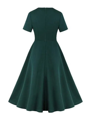 Robe verte vintage dress retro femme élégant