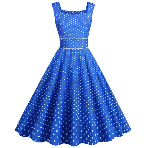 Robe Bleue Pin Up à Pois