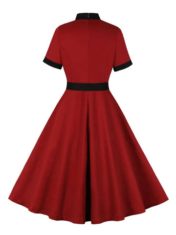 Robe rockabilly vintage bordeaux retro pin-up dress femme