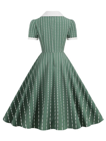 Robe rayée vintage dress retro femme élégant